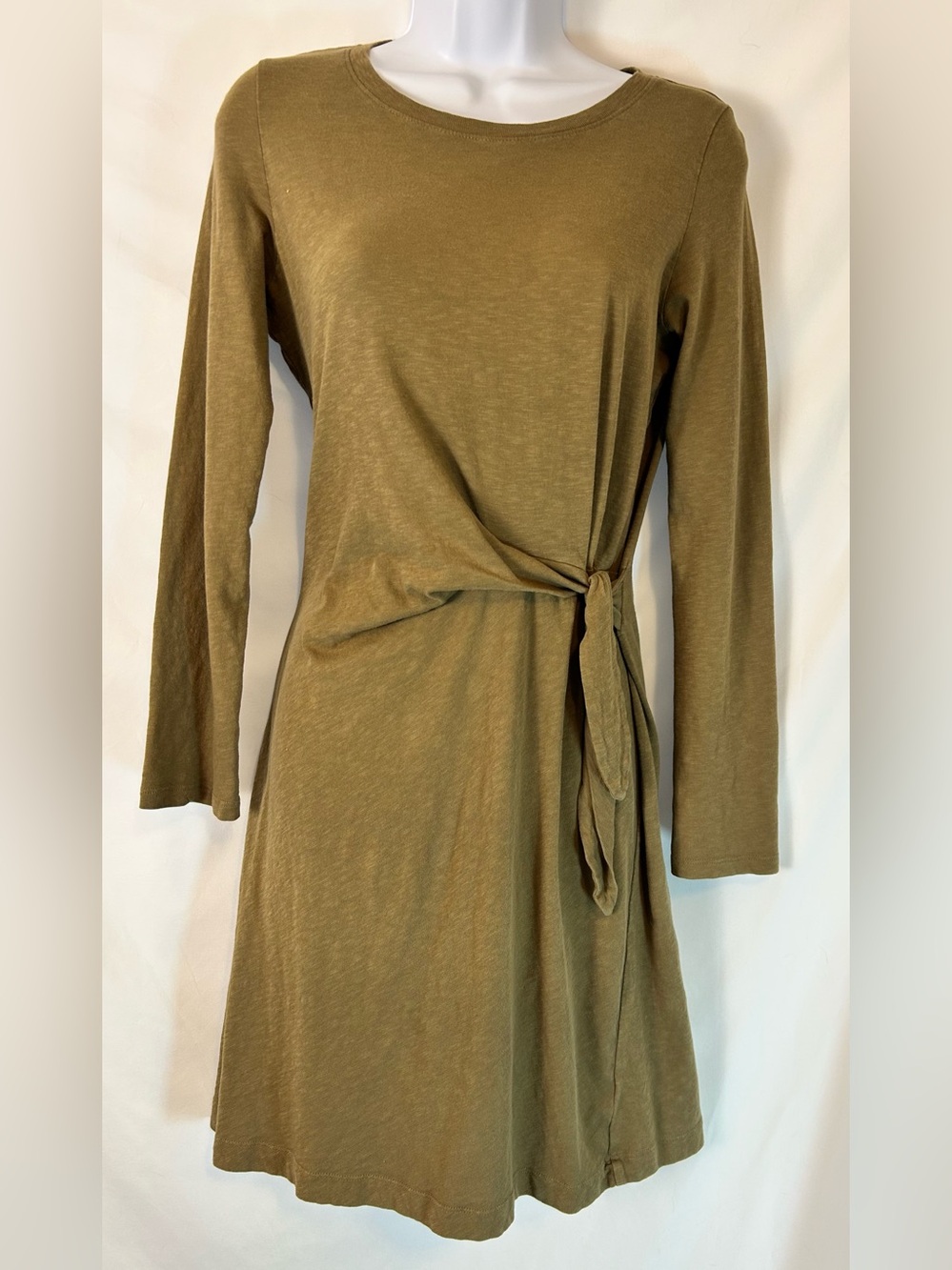 Aerie Olive Green Tie Front Long Sleeve Mini Dress S/P